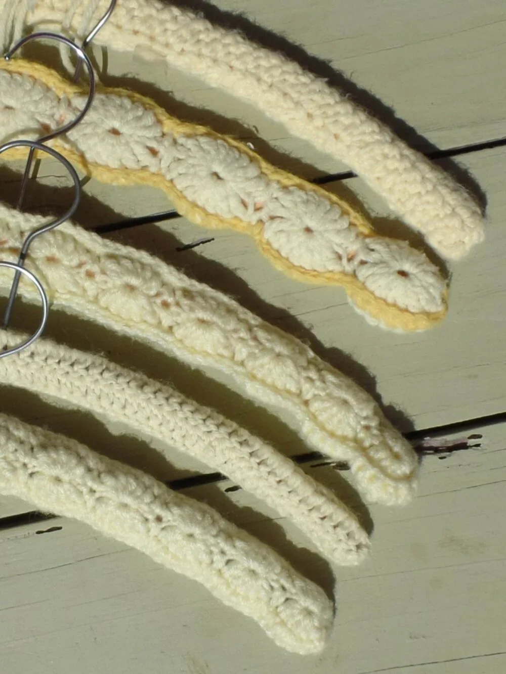 Vintage Hand Crocheted Hangers SET of 5 CREAM